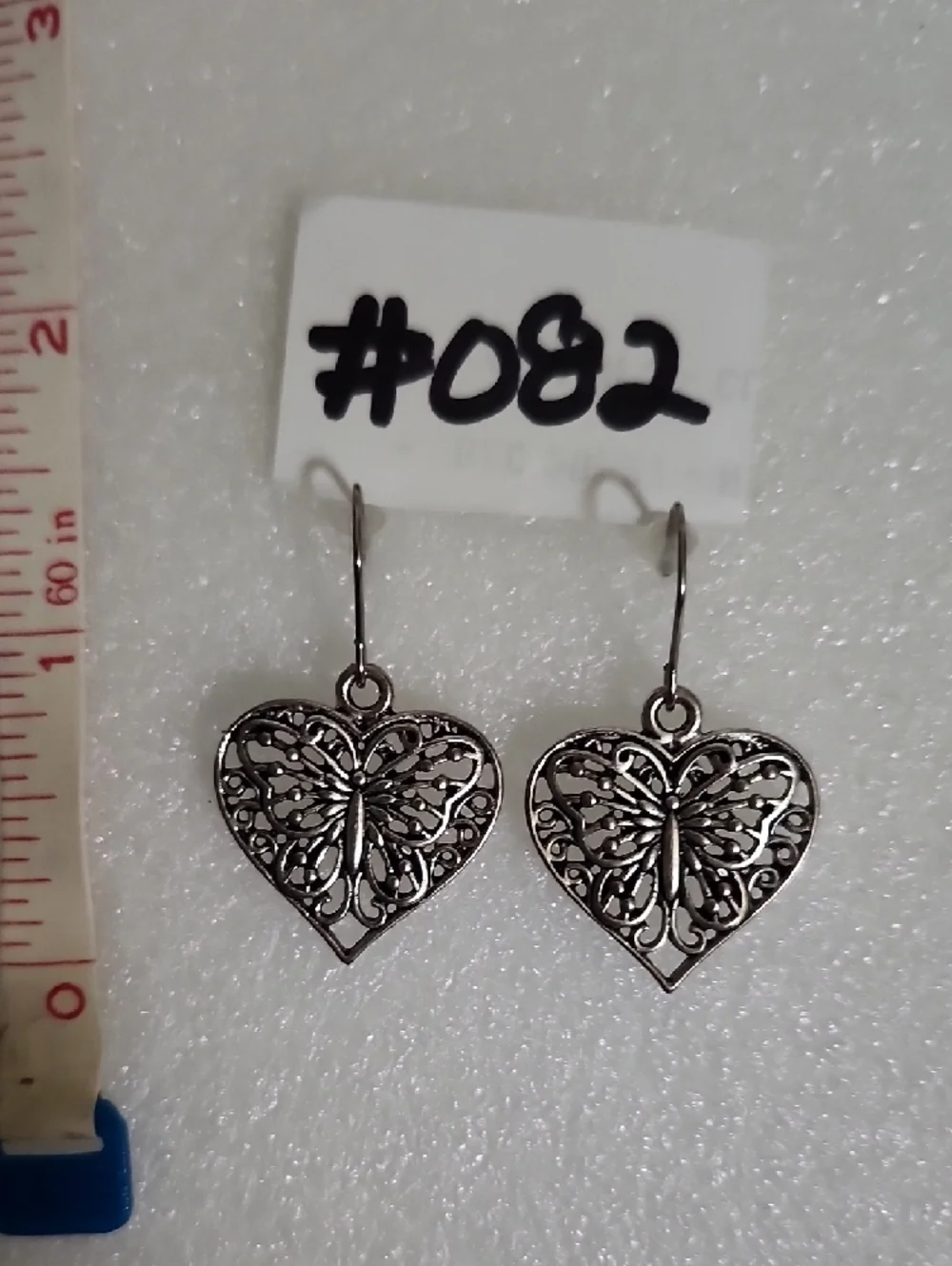 Hand Crafted Silver Heart Butterfly Filigree Earrings